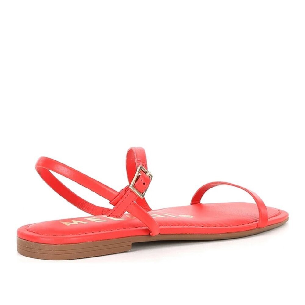 NEW Antonio Melani Lyla Leather Strappy Flat Sandals in Red - Picture 4 of 5
